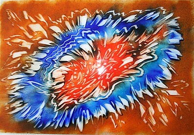Umelecké dielo zo skla - Modročervený kvet - V